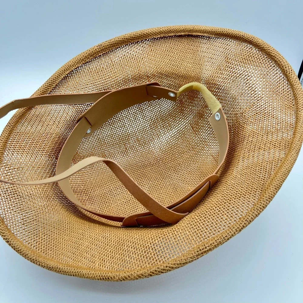 Wesco MFG Safari Pith Helmet Hat USA Made Straw‎ Weave Brown Adjustable